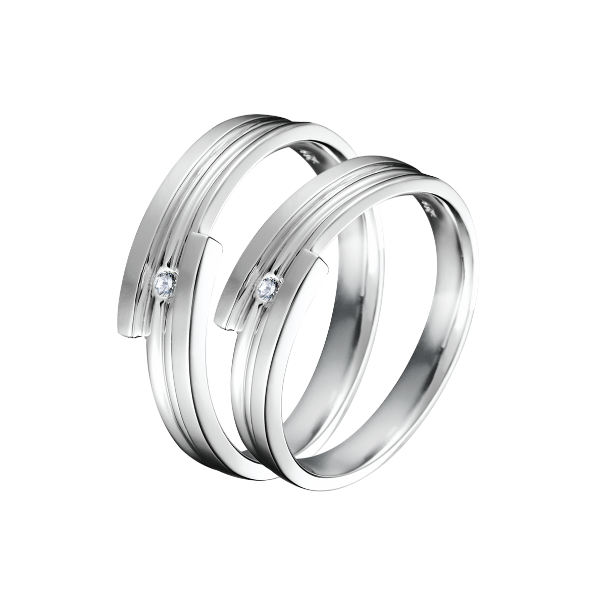 Nhẫn cưới nam đính đá CZ vàng 14K Gemsa M