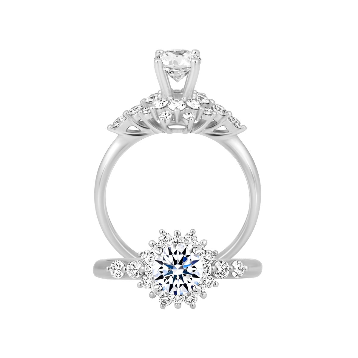 Ổ nhẫn nữ kim cương tấm vàng 14K Catherina 5C