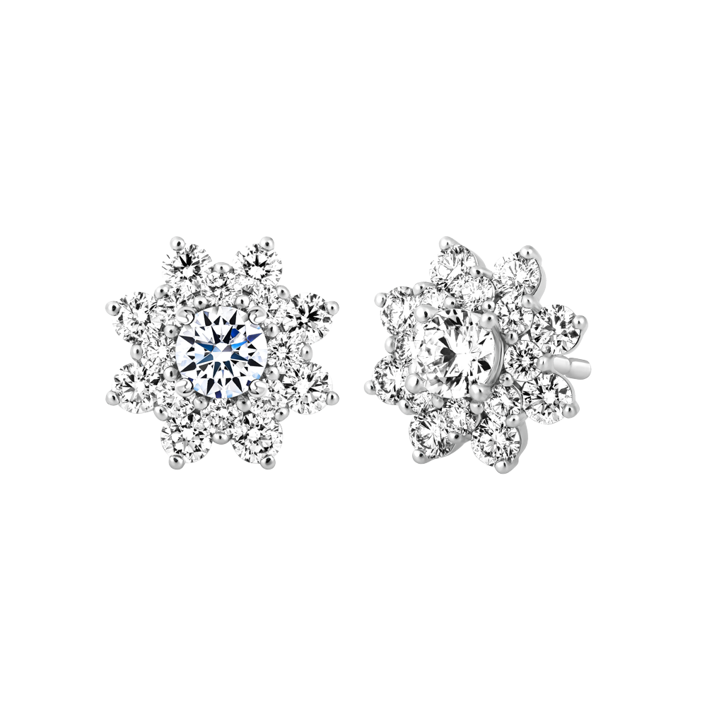 Hoa tai kim cương tấm vàng 14K Floral 2C