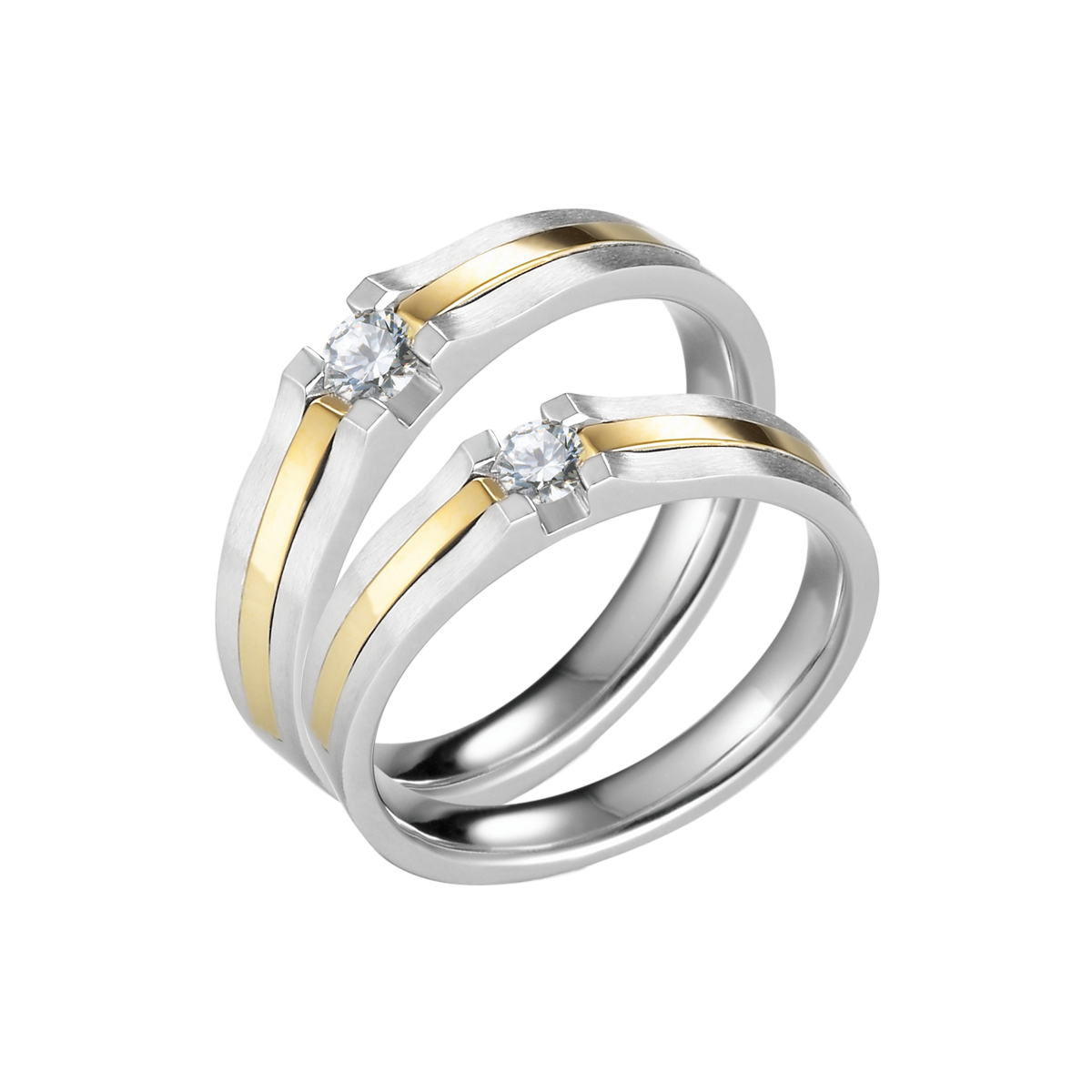 Nhẫn cưới nữ đính đá CZ vàng 18K Datary N3C F