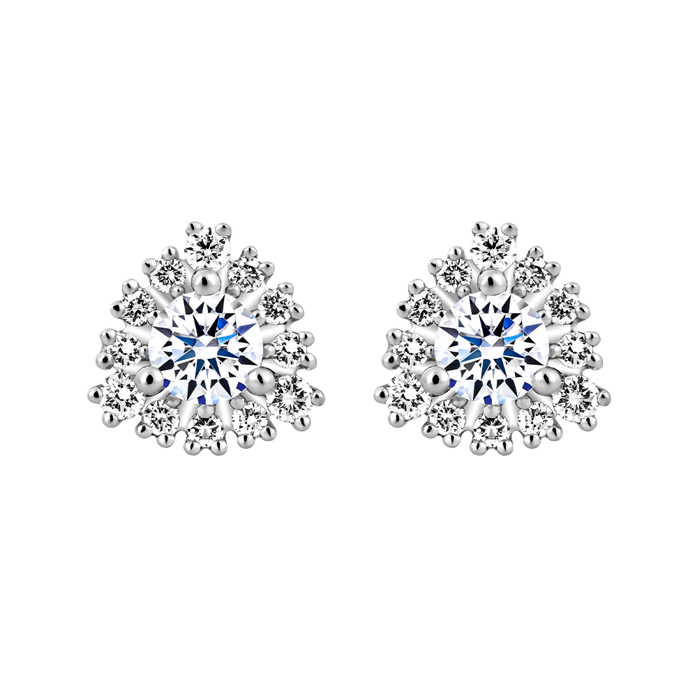 Hoa tai kim cương 8 Hearts & Arrows vàng 14K Edeline NS H&A 2C