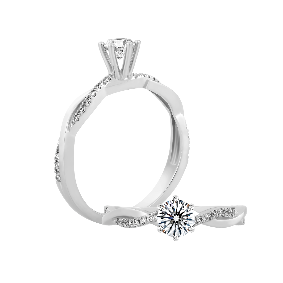 Nhẫn nữ kim cương 8 Hearts & Arrows vàng 14K Zemora H&A 3C