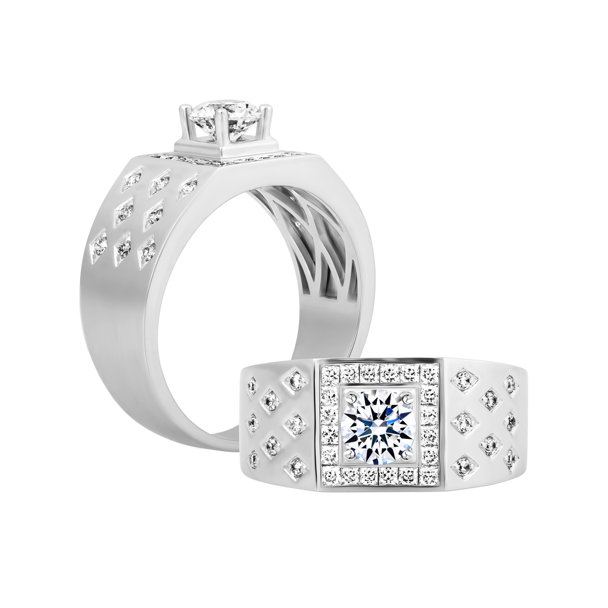 Nhẫn nam đính đá CZ vàng 14K Trevita 5C W
