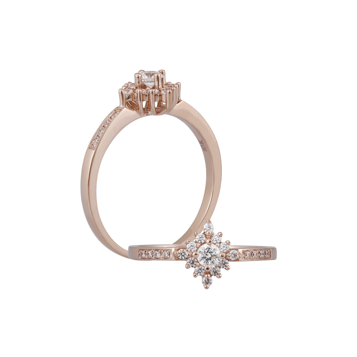 Nhẫn nữ kim cương vàng 14K Universe 10p