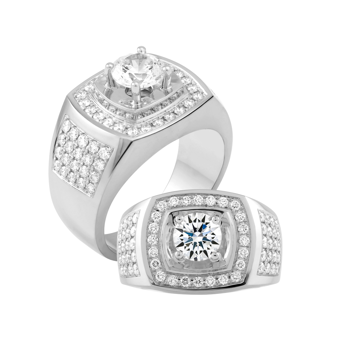Nhẫn nam kim cương tấm vàng 14K Rollsing 1.5CT W