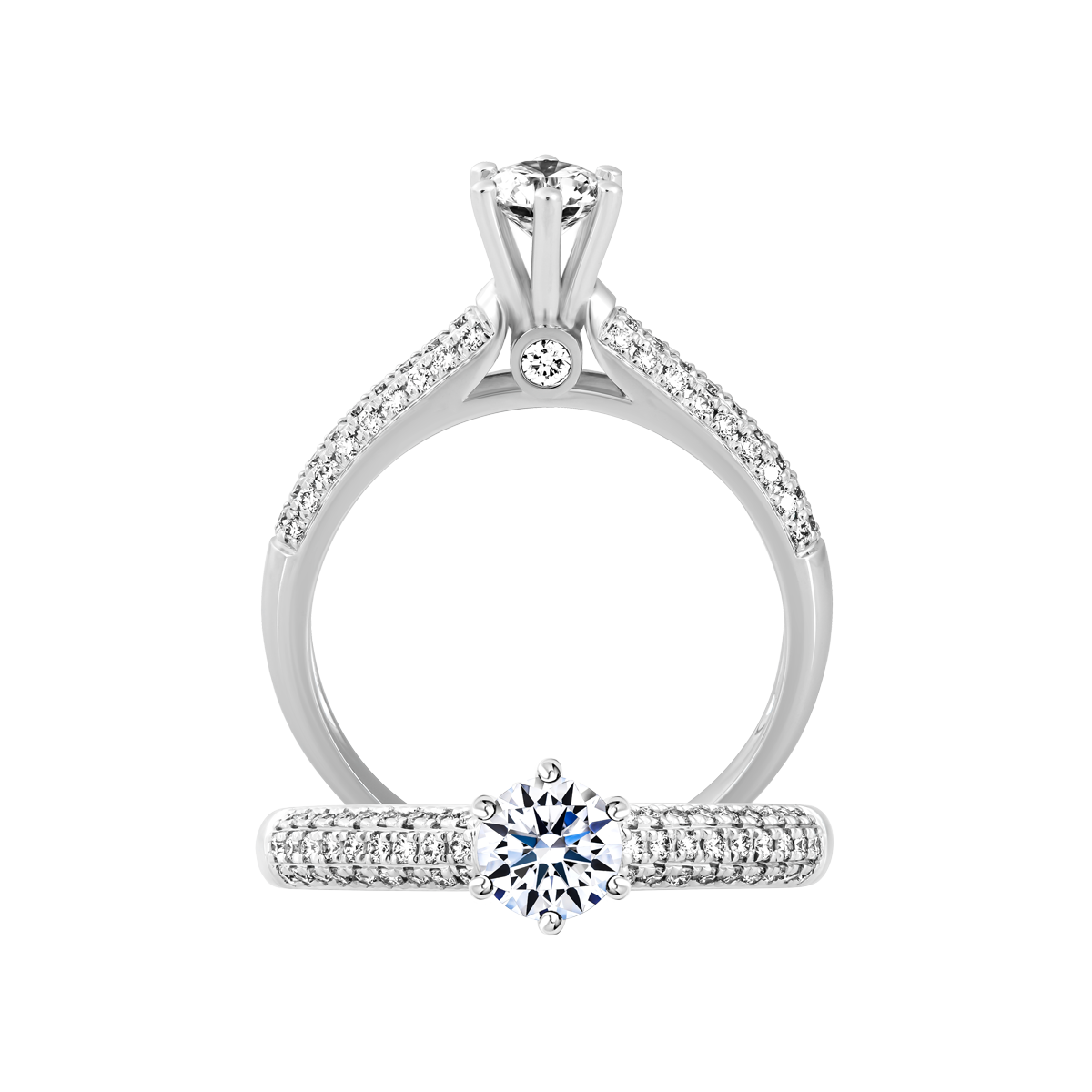Nhẫn nữ kim cương 8 Hearts & Arrows vàng 14K Wonder N H&A 3C