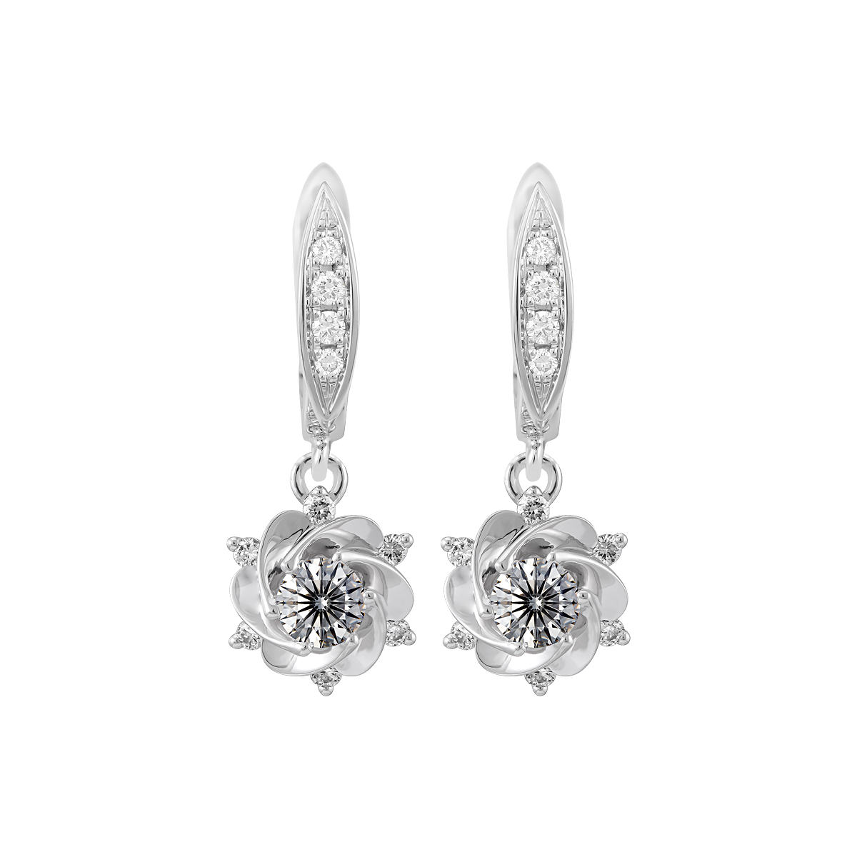 Ổ Bông kim cương tấm vàng 14K Camelia L 2C