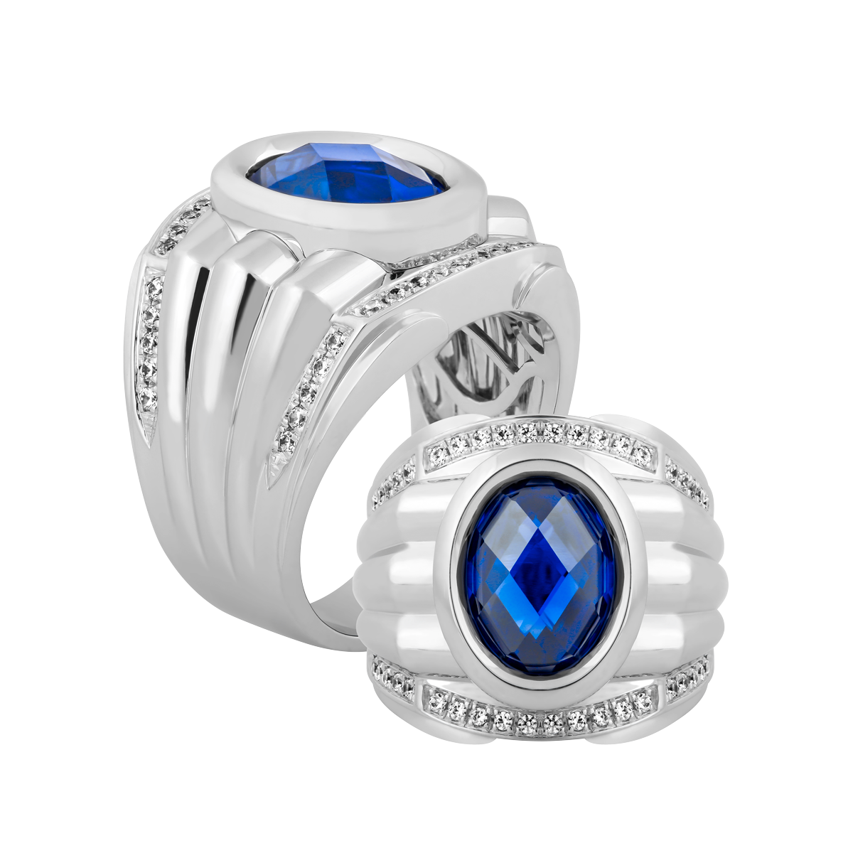 Nhẫn nam đính đá màu Sapphire vàng 10K Bailey N S.Sap W