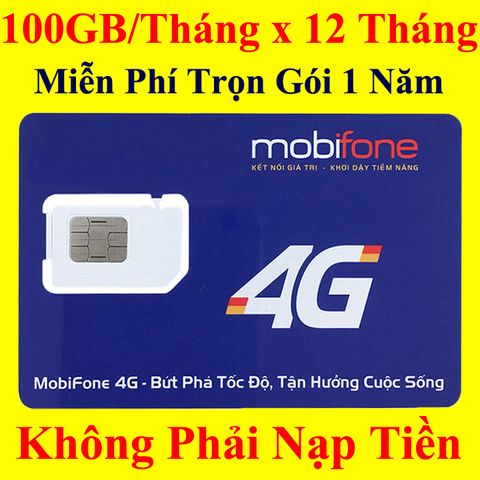 Sim 4G MobiFone 100GB/Tháng x 12 Tháng