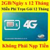 Sim 4G Viettel 12ST60N 2GB/Ngày Trọn Gói 12 Tháng