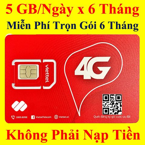 Sim 4G Viettel 6SD125 5GB/Ngày x 6 Tháng