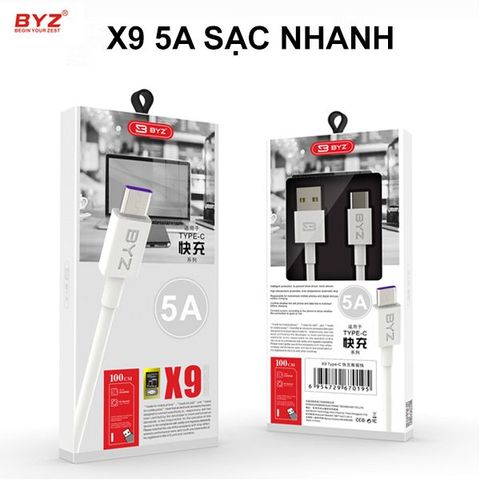 Dây Cáp Sạc Nhanh 5A Chính Hãng BYZ X9 Chân Type-C