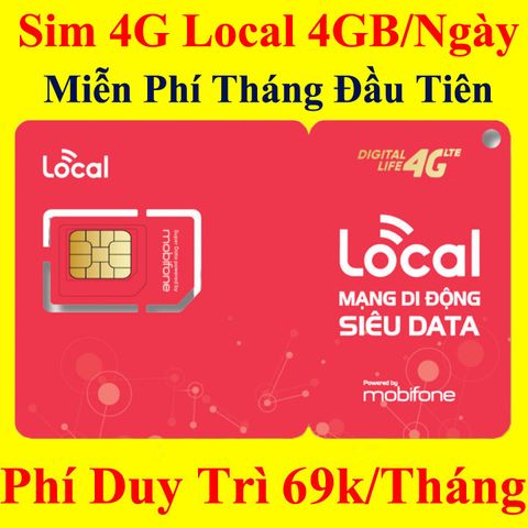 Sim 4G Mobifone Local A69 4GB/Ngày Miễn Phí Tháng Đầu