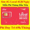 Sim 4G Mobifone Local A69 4GB/Ngày Miễn Phí Tháng Đầu