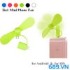 Quạt Mini Fan 2 Cánh Cắm Chân Sạc Lightning Và Micro Usb