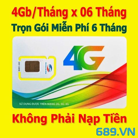 Sim 4G Viettel 4Gb x 6 Tháng Trọn Gói Nghe Gọi Được - QT4G