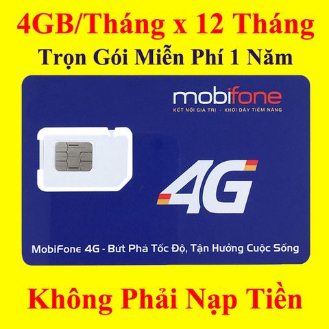 Sim 4G MobiFone 4Gb x 12 Tháng Trọn Gói 12 Tháng MDT350