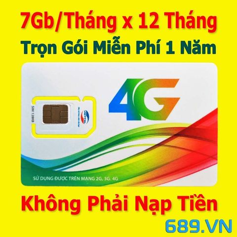 Sim 4G Viettel 7Gb x 11 Tháng Trọn Gói 1 Năm-D900