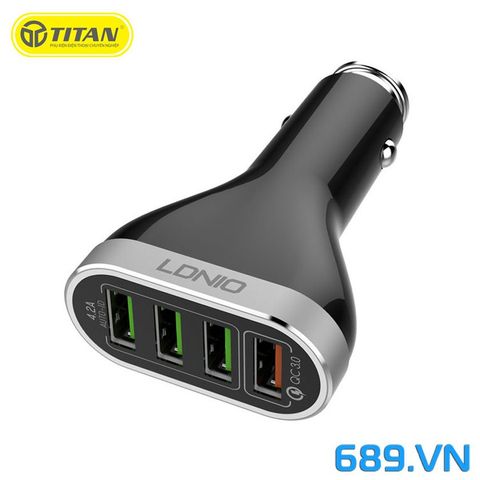 Tẩu Sạc Ô Tô 4 Cổng USB Titan LDNIO C701Q Hỗ Trợ Sạc Nhanh 3.0