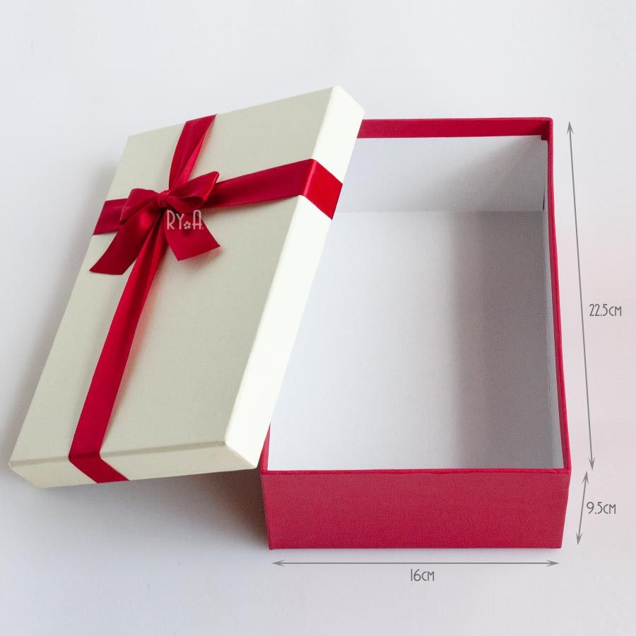  Hộp quà chữ nhật đính nơ cỡ lớn (22.5x16x9.5cm), hộp quà tặng sinh nhật, hộp quà tặng 8/3, Valentine 