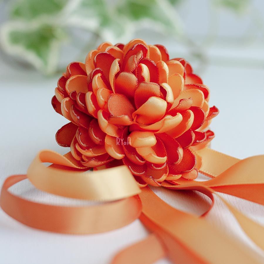 Nơ hoa cài cổ áo, hoa cúc ruy băng satin nơ dài RYA 742542