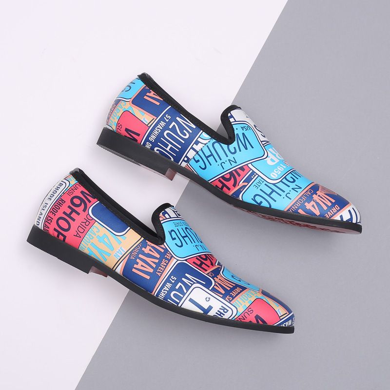 Giày Tây Xỏ Họa Tiết Màu Sắc Thời Trang Big Size 45-46-47-48-49