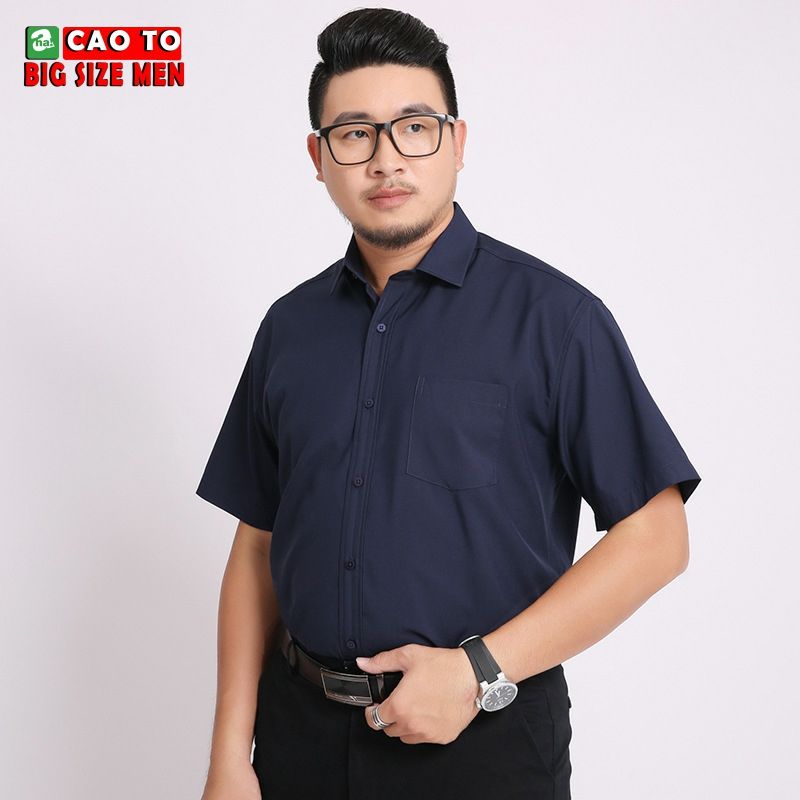 Áo Sơ Mi Nam Xanh Đen Tay Ngắn Nam Big Size 2XL 3XL 4XL 5XL 6XL 7XL