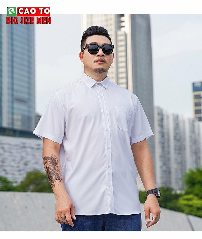 Áo Sơ Mi Trắng Menster Tados Nam Tay Ngắn Size Lớn