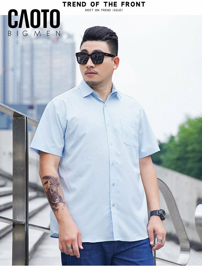 Sơ Mi Xanh Nam Tay Ngắn Big Size 2XL 3XL 4XL 5XL 6XL