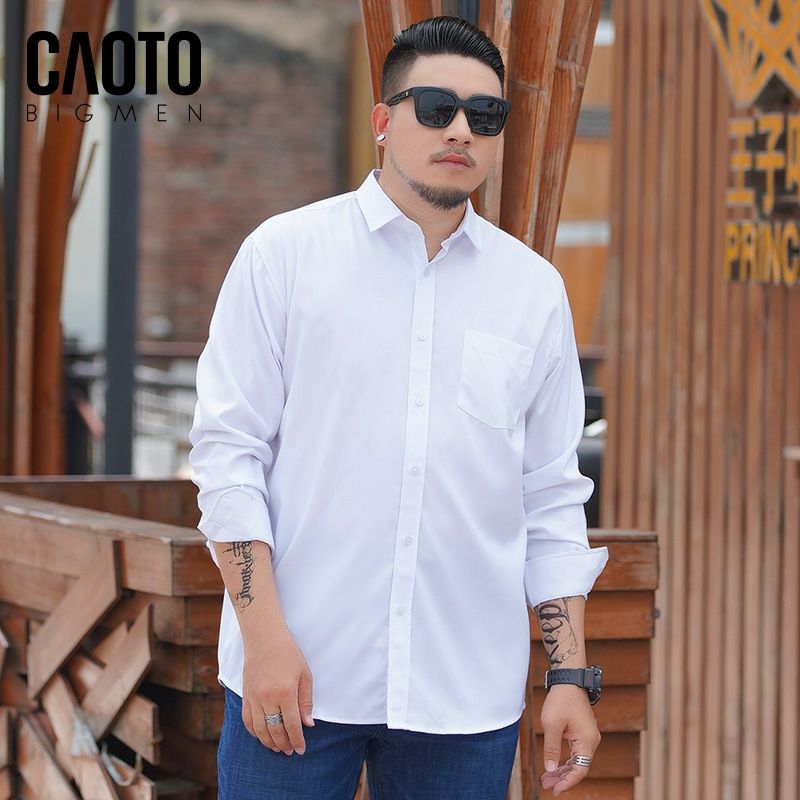 Áo Sơ Mi Tay Dài Nam Size Lớn Màu Trắng Trơn 2XL 3XL 4XL 5XL 6XL