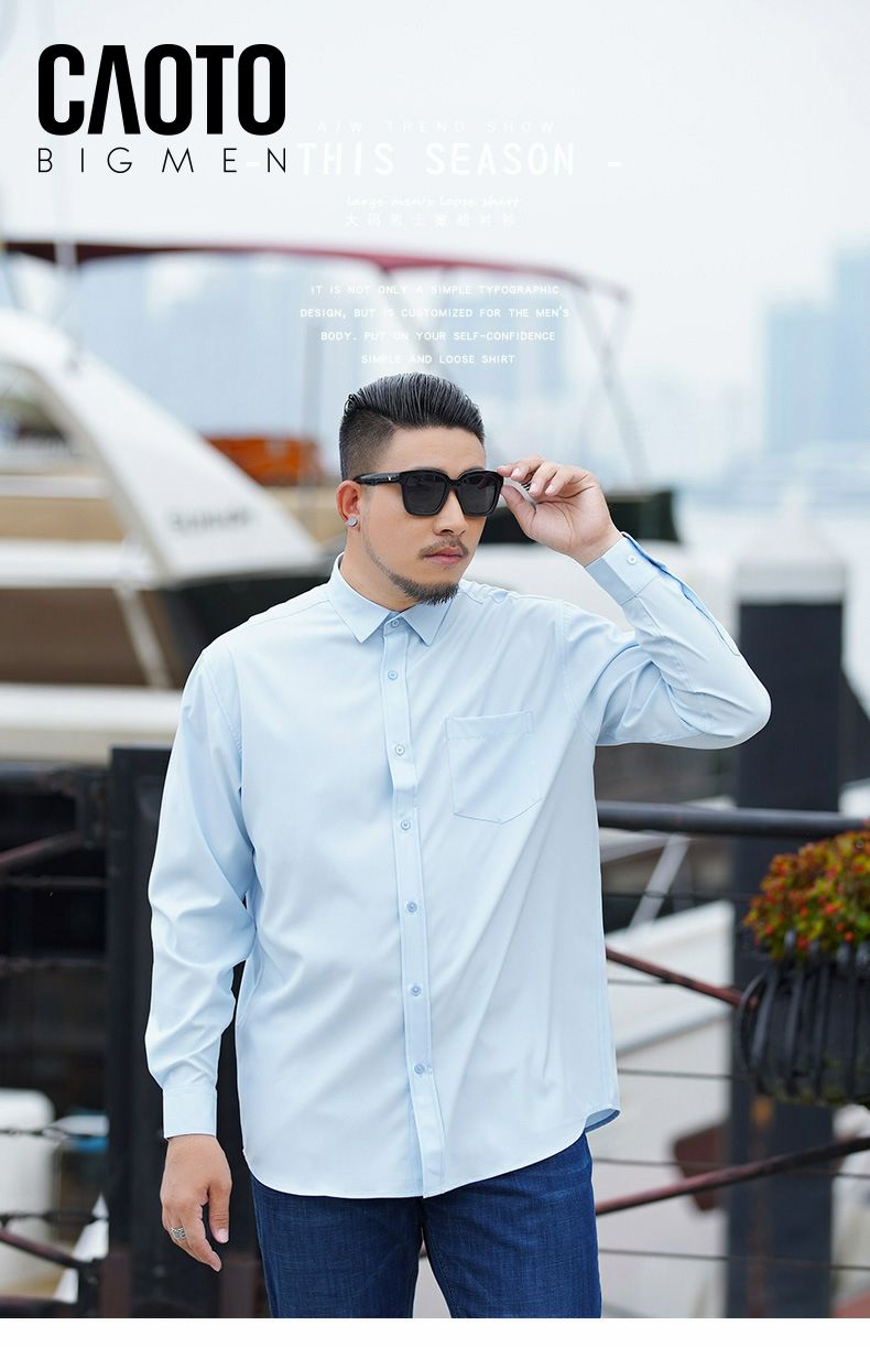 Áo Sơ Mi Nam Tay Dài Xanh Biển Size Lớn