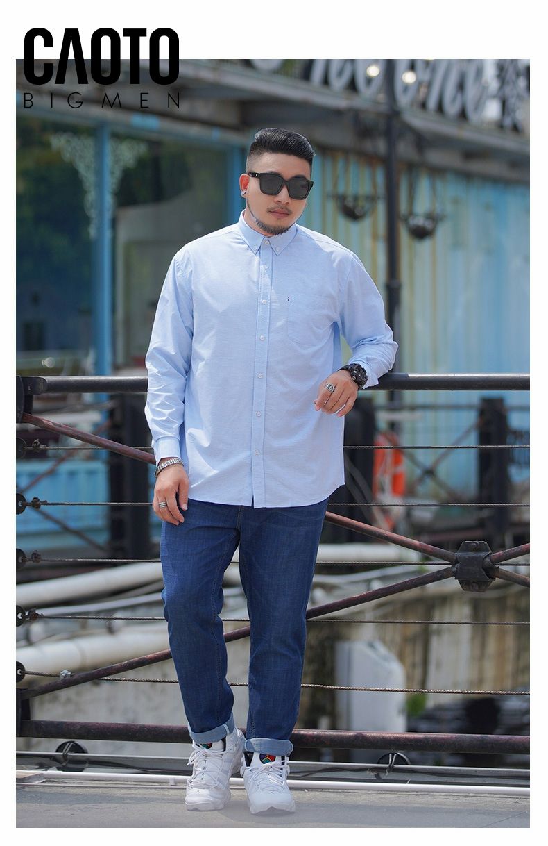 Áo Sơ Mi Nam Tay Dài Xanh Biển Size Lớn