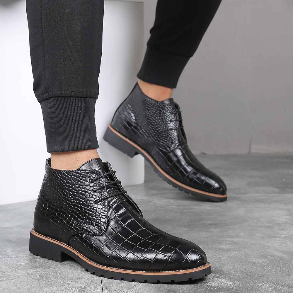 Giày Tây Cao Cổ Vân Da Cao Cấp Thời Trang Big Size 45-46-47-48-49