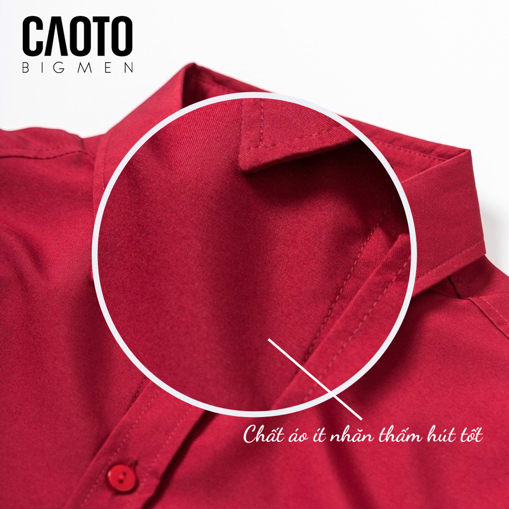 Áo Sơ Mi Nam Đỏ Đô Tay Ngắn Big Size 2XL 3XL 4XL 5XL 6XL 7XL