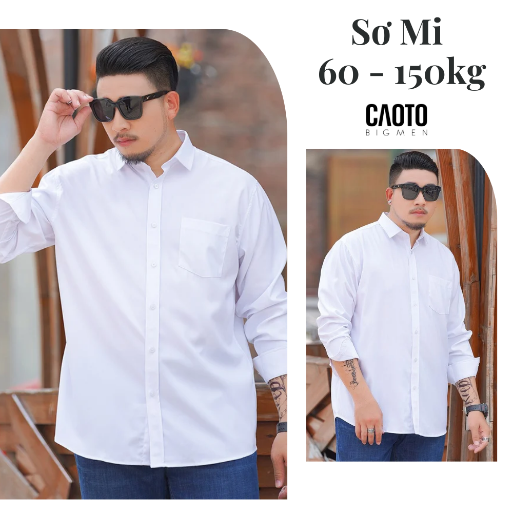  Áo Sơ Mi Tay Dài Nam Size Lớn Màu Trắng Trơn 5XL 6XL 7XL 8XL 9XL 10XL 