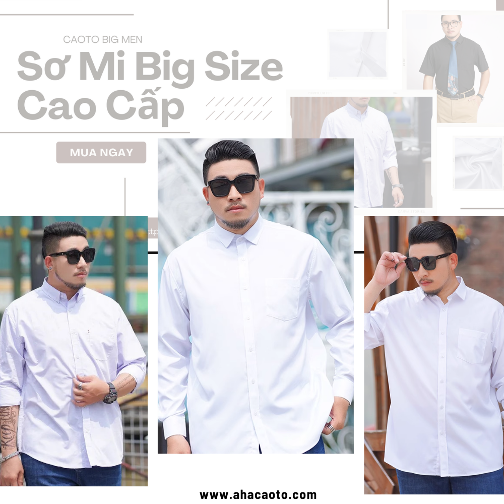Áo Sơ Mi Tay Dài Nam Size Lớn Màu Trắng Trơn 5XL 6XL 7XL 8XL 9XL 10XL