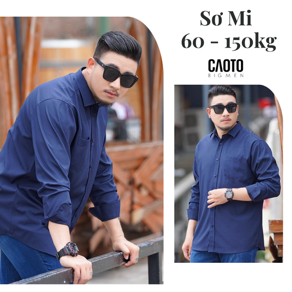  Áo Sơ Mi Nam Xanh Đậm Dài tay Size Lớn 2XL 3XL 4XL 5XL 6XL 