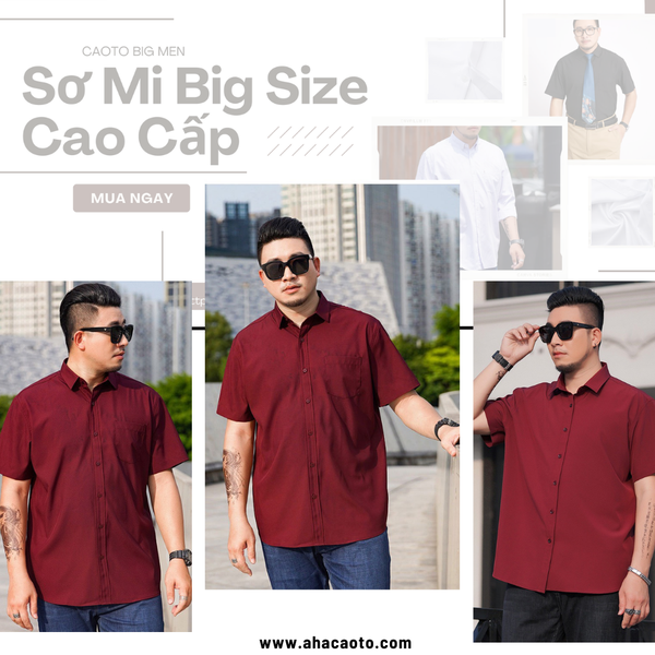  Áo Sơ Mi Nam Đỏ Đô Tay Ngắn Big Size 2XL 3XL 4XL 5XL 6XL 7XL 