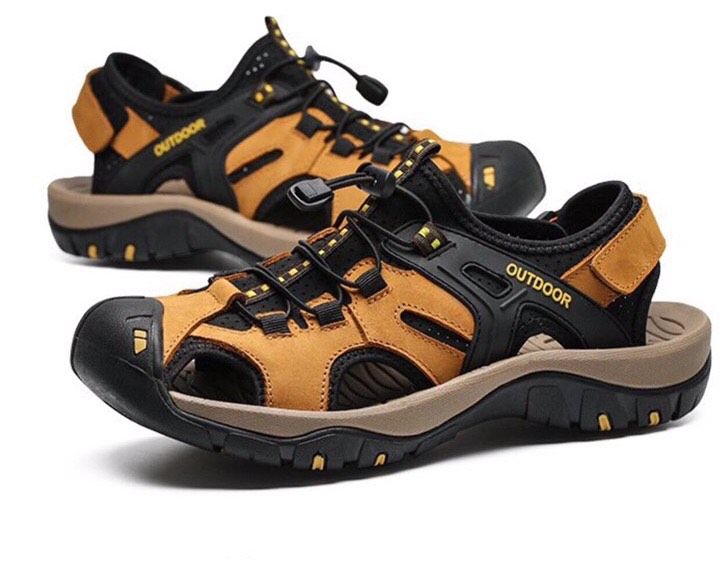 Dép Sandal Bít Mũi Outdoor Màu Nâu Vàng Big Size Men