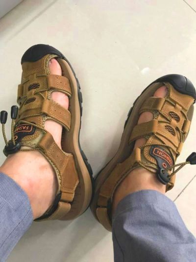 Giày Sandal Bít Mũi Anti-collision Outdoor Vàng Nâu Big Size Men