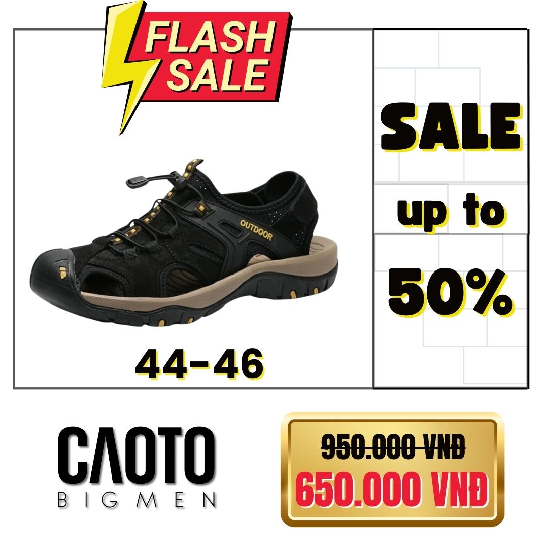(SALE OFF) Sandal Bít Mũi Outdoor Màu Đen Big Size Men