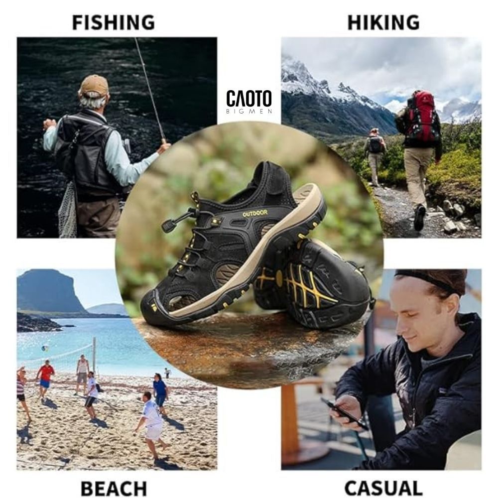 (SALE OFF) Sandal Bít Mũi Outdoor Màu Đen Big Size Men