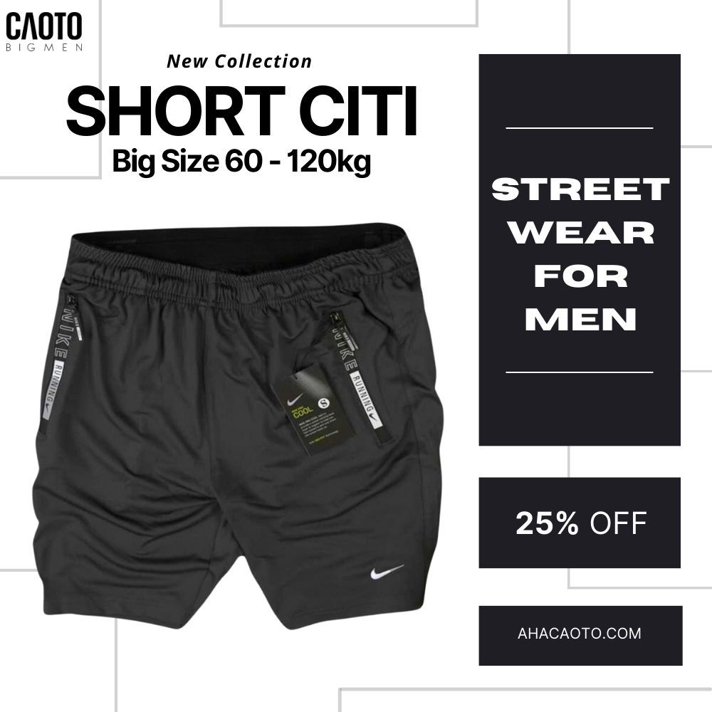 Quần Short Đen Citi Mate Thể Thao Big Size Men
