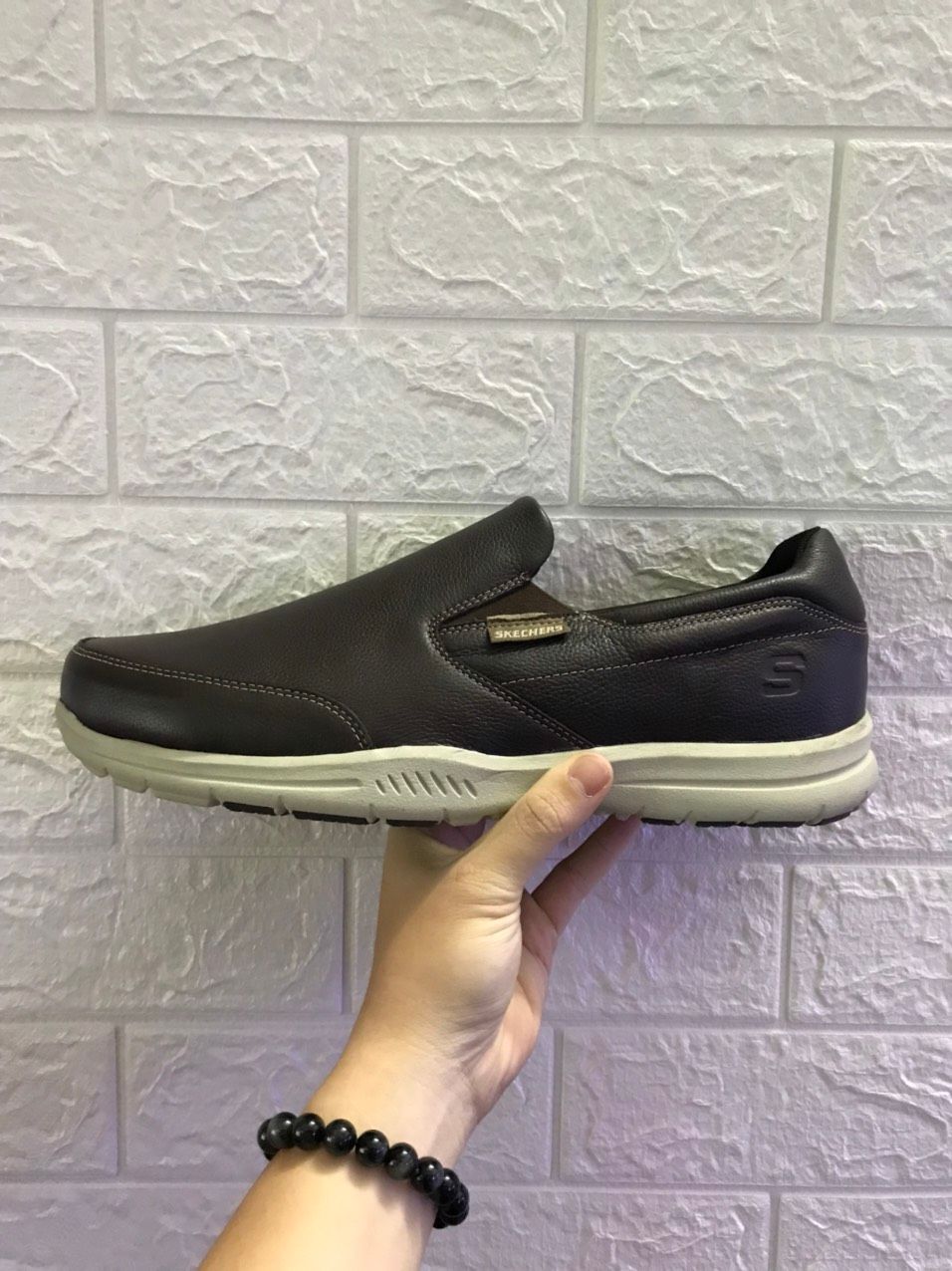 Giày lười Skecher Da Nâu Big Size
