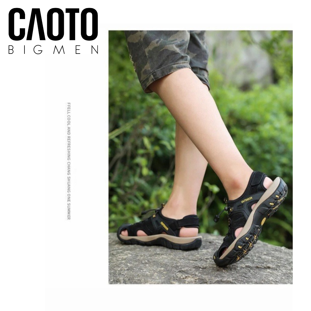 (SALE OFF) Sandal Bít Mũi Outdoor Màu Đen Big Size Men