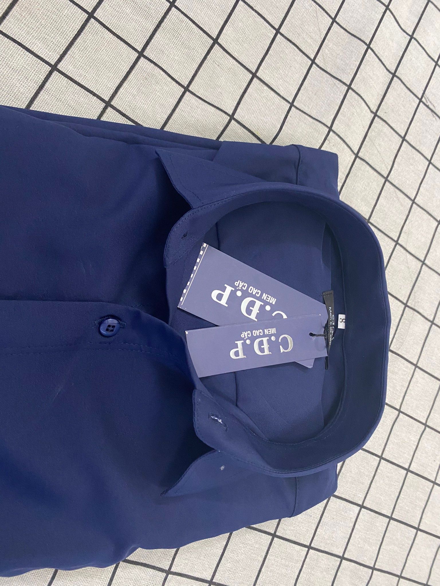 Áo Sơ Mi Tay Ngắn CDP Màu Xanh Navy Trơn Big Size