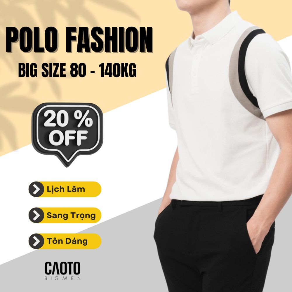 Áo Polo Đường Viền Sang Trọng Màu Trắng Big Size 80-140KG