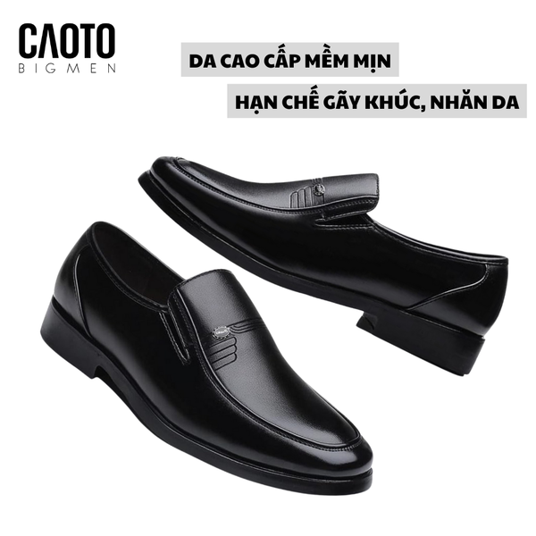  Giày Tây Xỏ Sip On Leather Shoes Franko Màu Đen Big Size 