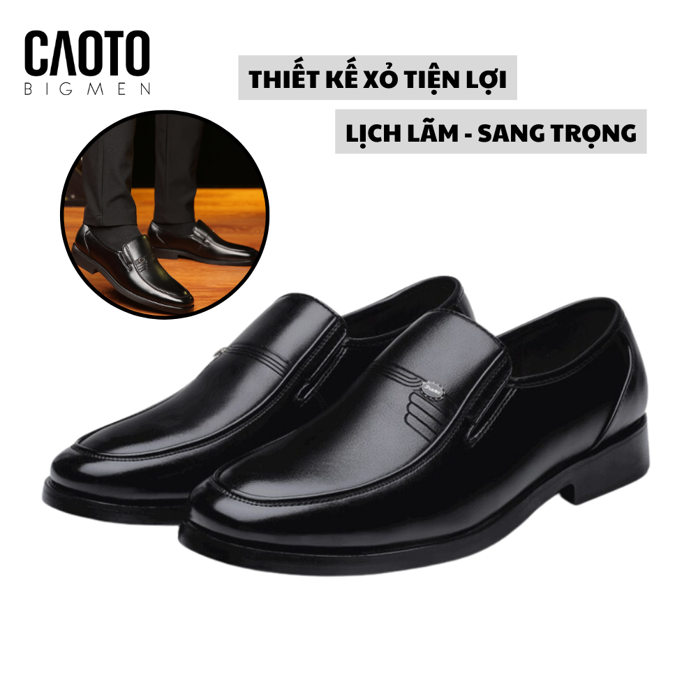 Giày Tây Xỏ Sip On Leather Shoes Franko Màu Đen Big Size