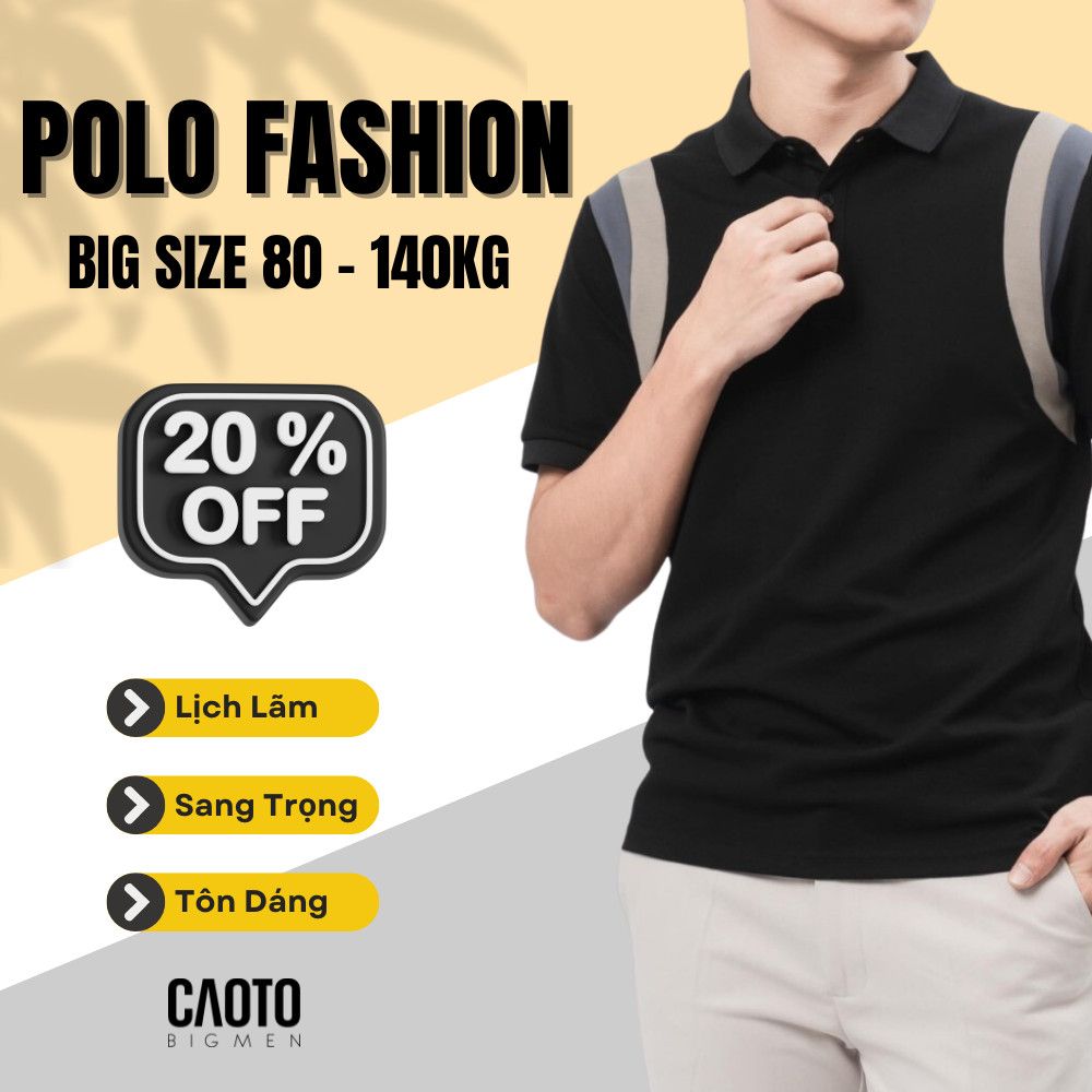 Áo Polo Đường Viền Sang Trọng Màu Đen Big Size 80-140KG